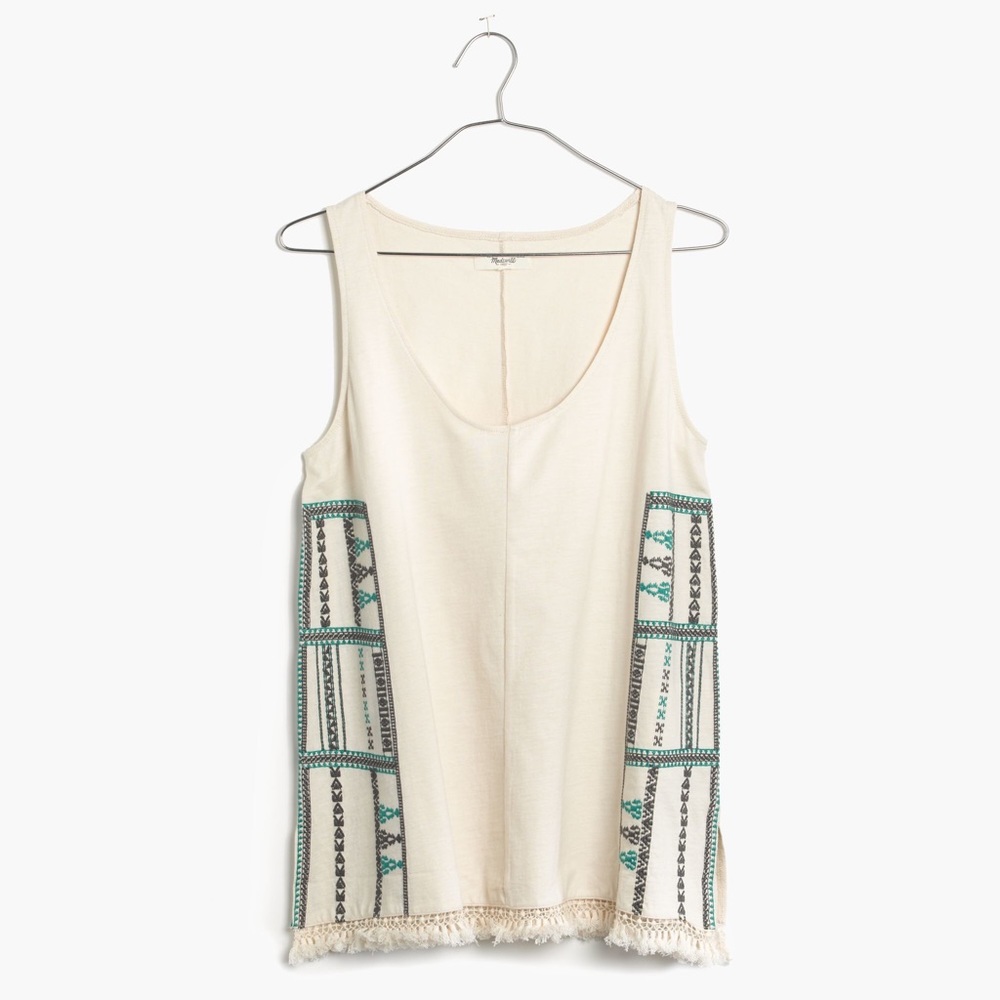MADEWELL EMBROIDERED FRINGE TANK